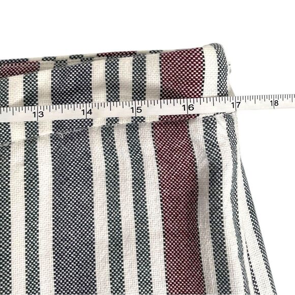 Free People Blue White Linen Blend Stripe Straight Cropped Pants Women’s Size 12 - Picture 7 of 9